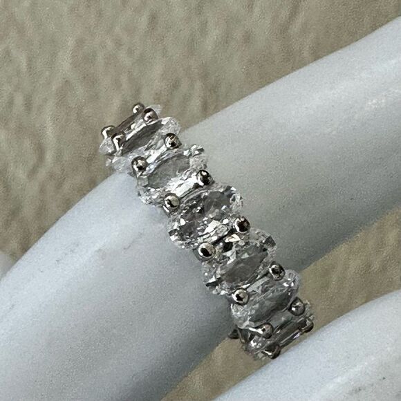 Oval CZ Eternity Band Ring - Picture 7 of 8